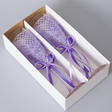 Свадебные бокалы с фиолетовым кружевом в коробке - комплект который можно купить у нас в магазине