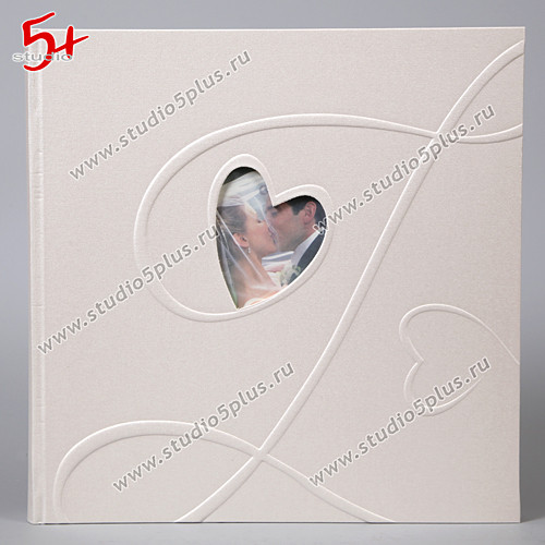 Фотоальбом свадебный в коробке - белый с сердечком для фото молодоженов