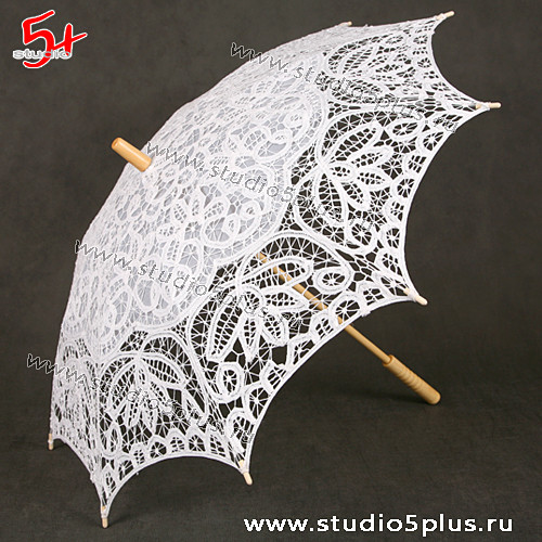 Кружевной белый свадебный зонт
