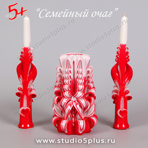 Свадебные свечи в красном стиле - набор семейный очаг купить в СПб