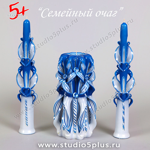 Оригинальные свадебные свечи для свадьбы в синем стиле купить в СПб