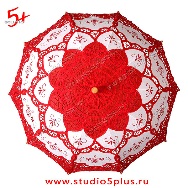 Зонт невесты кружевной в красном цвете купить в СПб